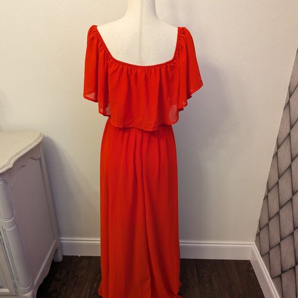 Sweet Lovely Ruffled Off The Shoulder Poppy Maxi Dress - Picture 7 of 8